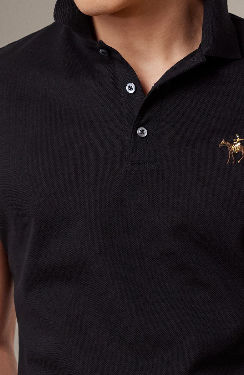 Ralph Lauren Purple Label Embroidered Standing Horse Cotton Piqué Polo, Alternate, color, Black