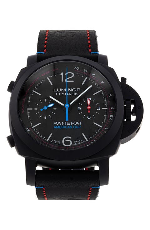 Panerai Preowned 2017 Luminor 1950 PAM00725 Leather Strap Chronograph Watch, 44mm