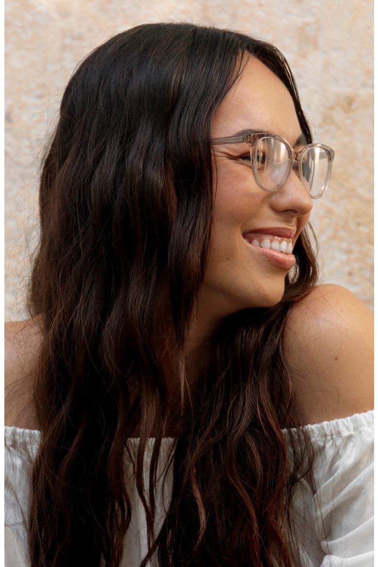 Kahala 53mm Low Bridge Cat Eye Optical Glasses, Alternate, color, SHELL / CLEAR LENSES