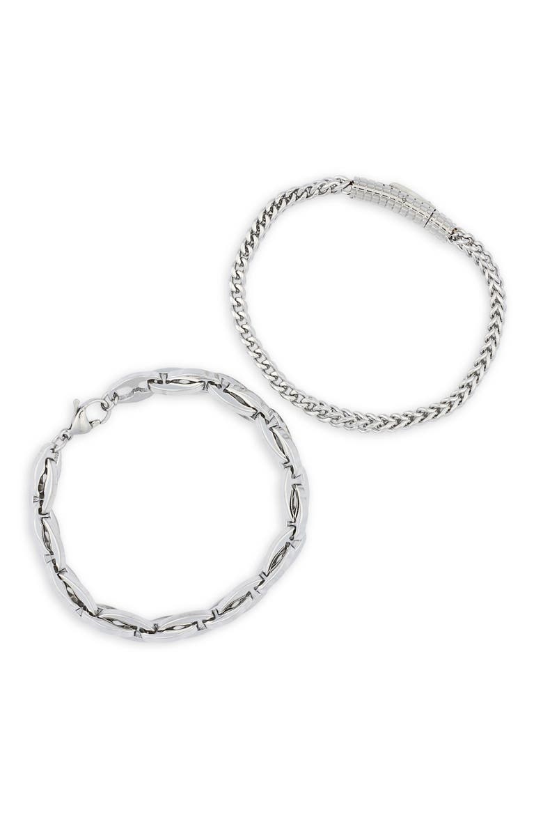 Men's Stainless Steel Bracelet Set, Alternate, color, STAINLESS