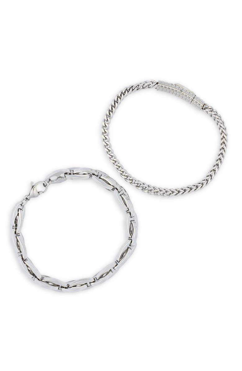 NORDSTROM RACK Men's Stainless Steel Bracelet Set, Alternate, color, Stainless