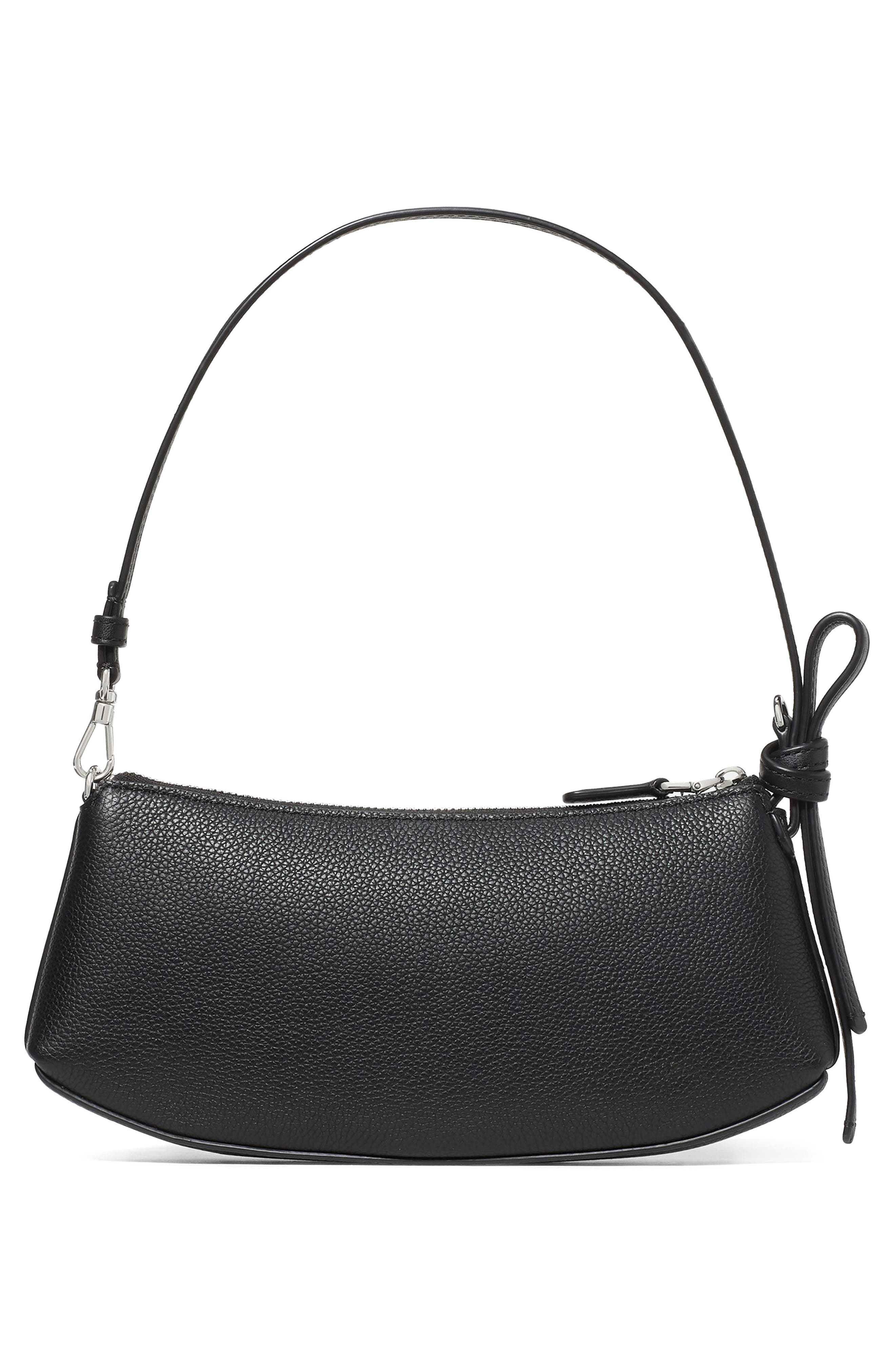 Kate Spade New York loop pebble leather shoulder bag, Alternate, color, Black