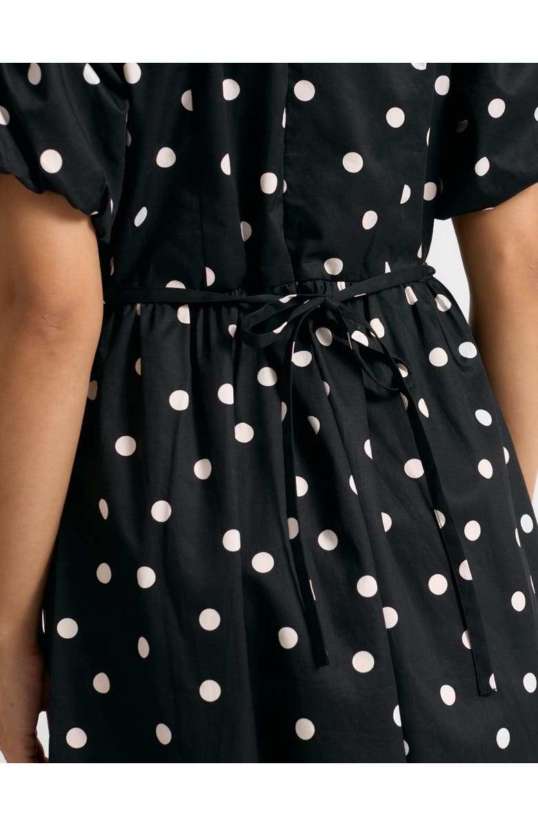 Albaray Large Spot V-Neck Midi Dress, Alternate, color, Black