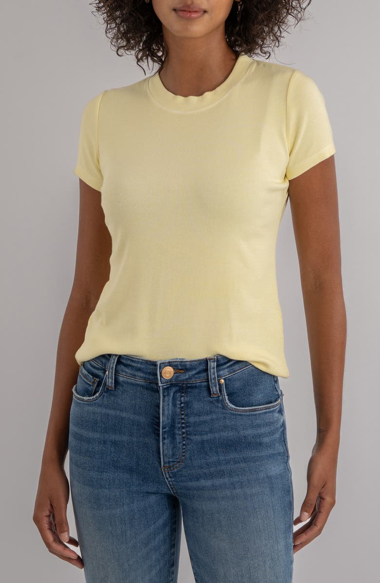 KUT from the Kloth Langley Rib Top, Main, color, Pastel Yellow