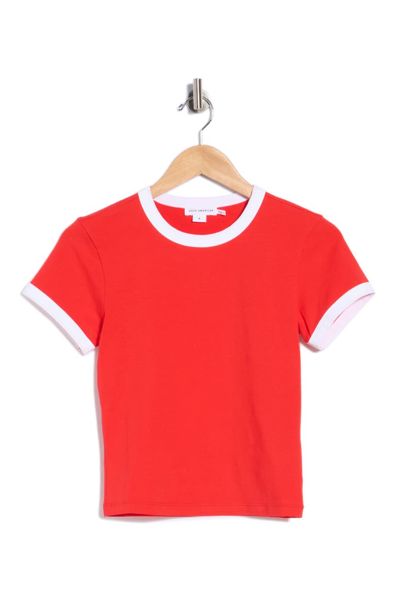 Stretch Cotton Crop Ringer T-Shirt, Alternate, color, FLAMING HOT