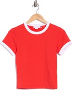 Good American Stretch Cotton Crop Ringer T-Shirt