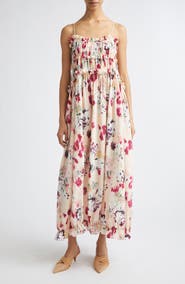 Ulla Johnson Clove Floral Tiered Silk Chiffon Dress