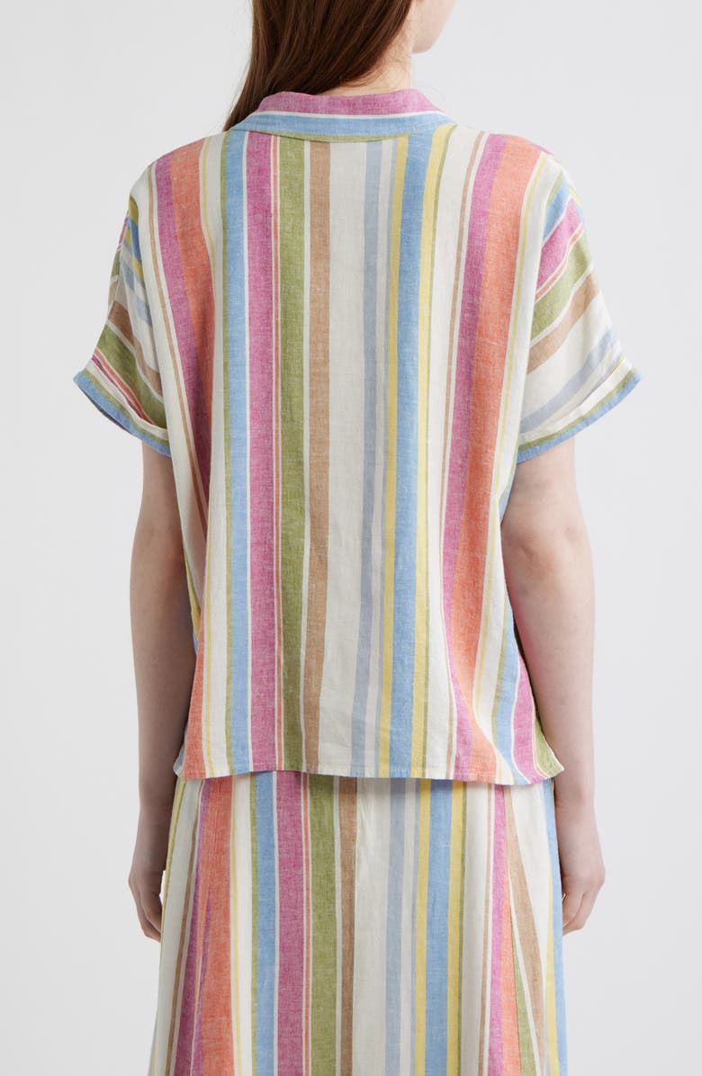 Pendleton Stripe Linen Blend Short Sleeve Button-Up Shirt, Alternate, color, 