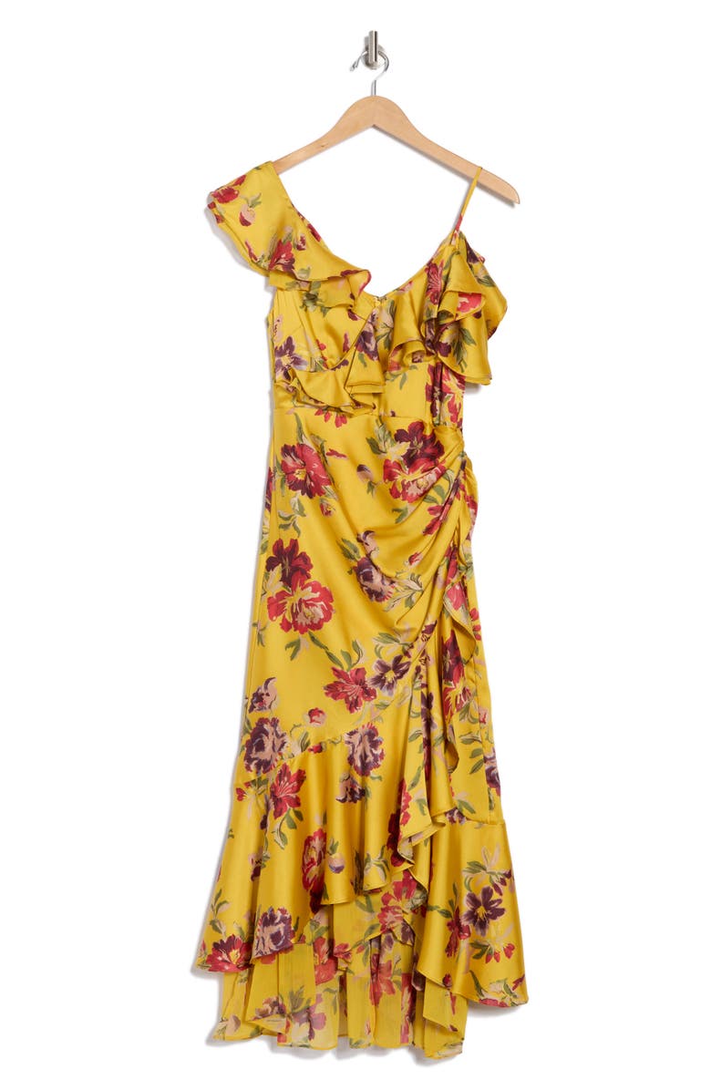 Cinq à Sept Nara Floral Ruffle High-Low Maxi Dress, Alternate, color, 