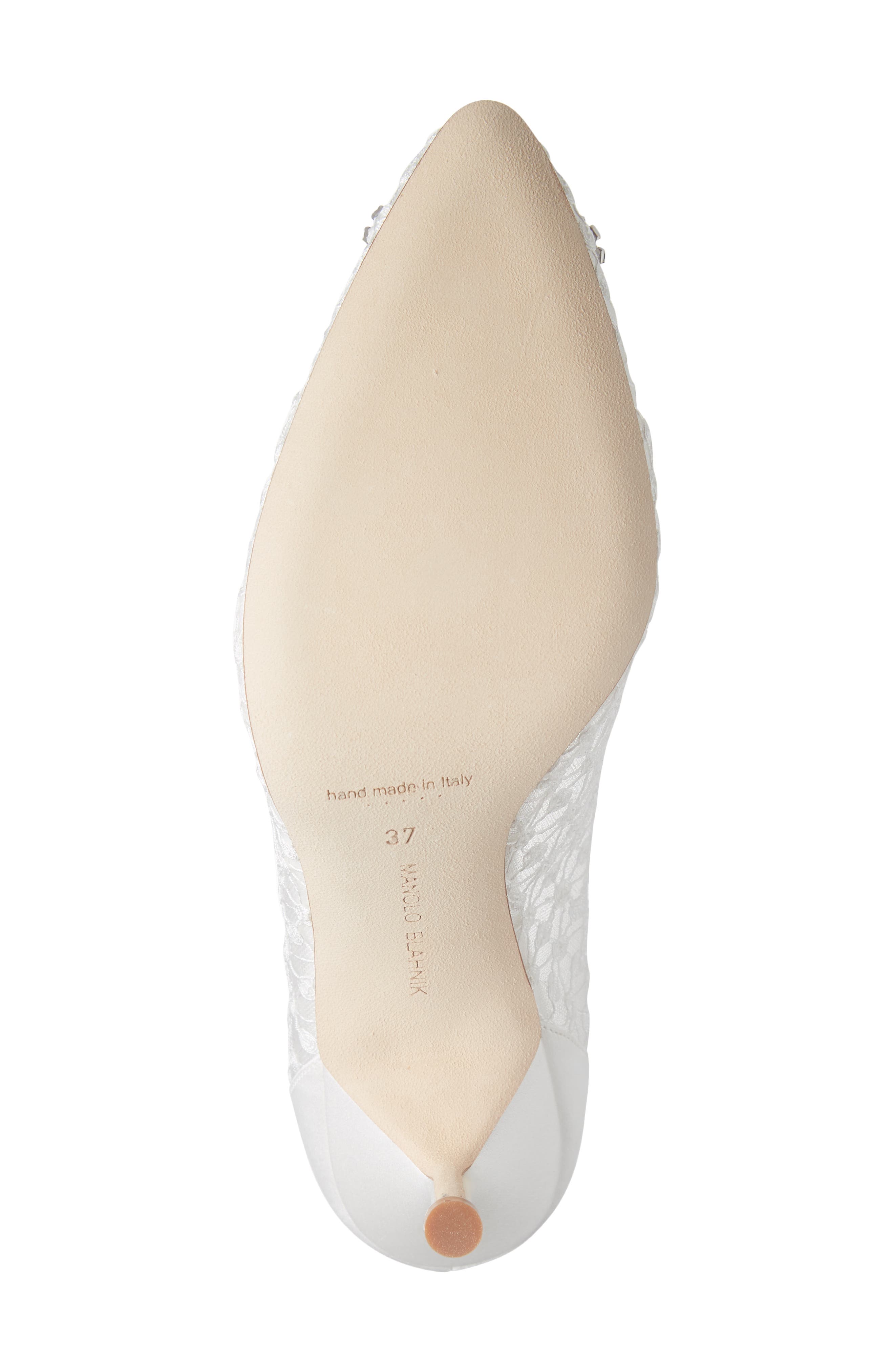 Manolo Blahnik Hangisi Crystal Buckle Lace Pump, Alternate, color, 