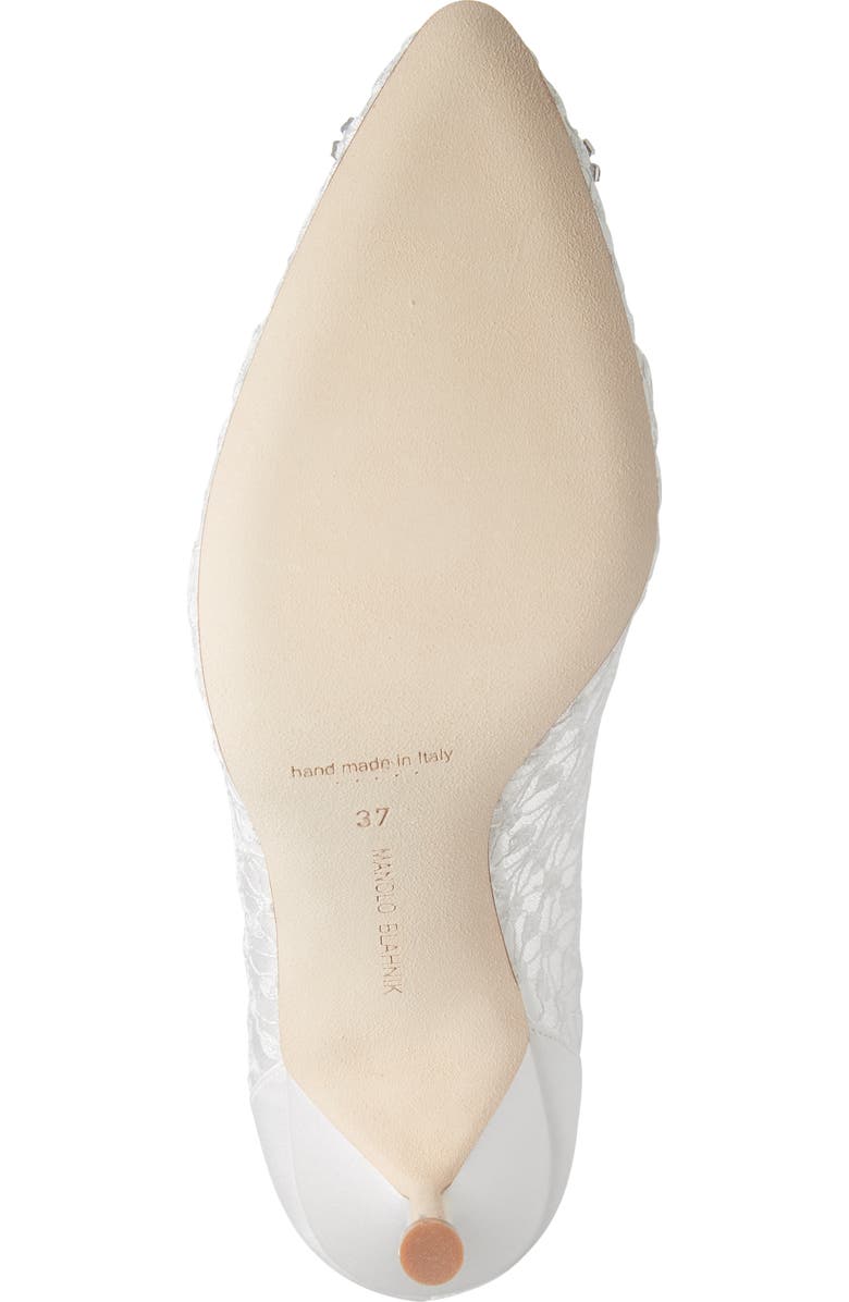 Manolo Blahnik Hangisi Crystal Buckle Lace Pump, Alternate, color,