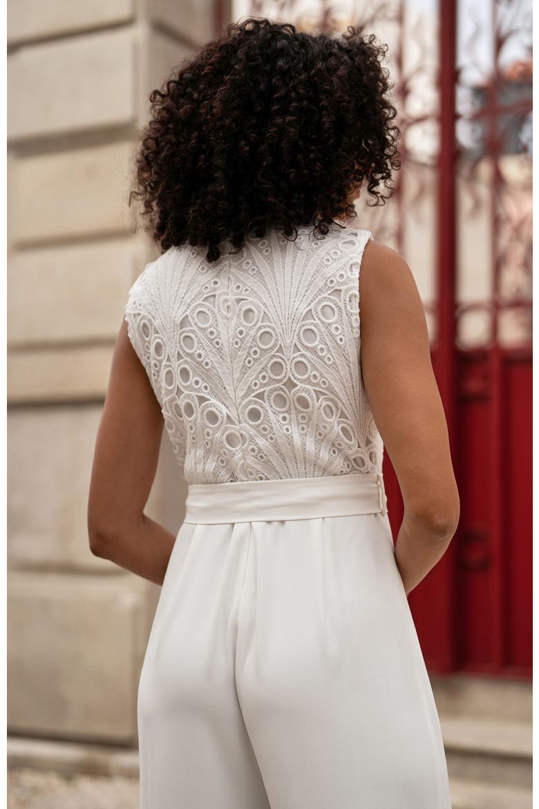 Lace Sleeveless Jumpsuit, Alternate, color, Ivory