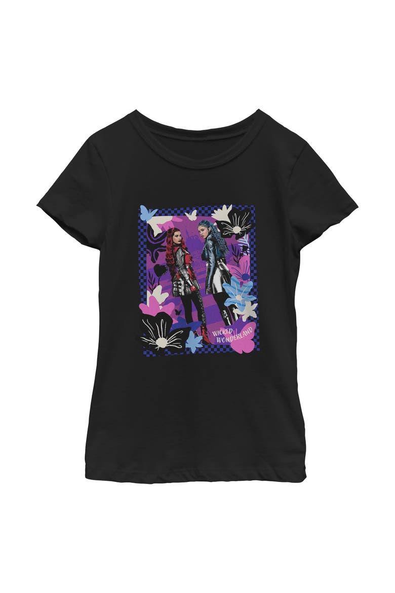 Girl's Descendants Wicked Wonderland Floral Chloe and Red Portrait  Graphic T-Shirt, Main, color, Black