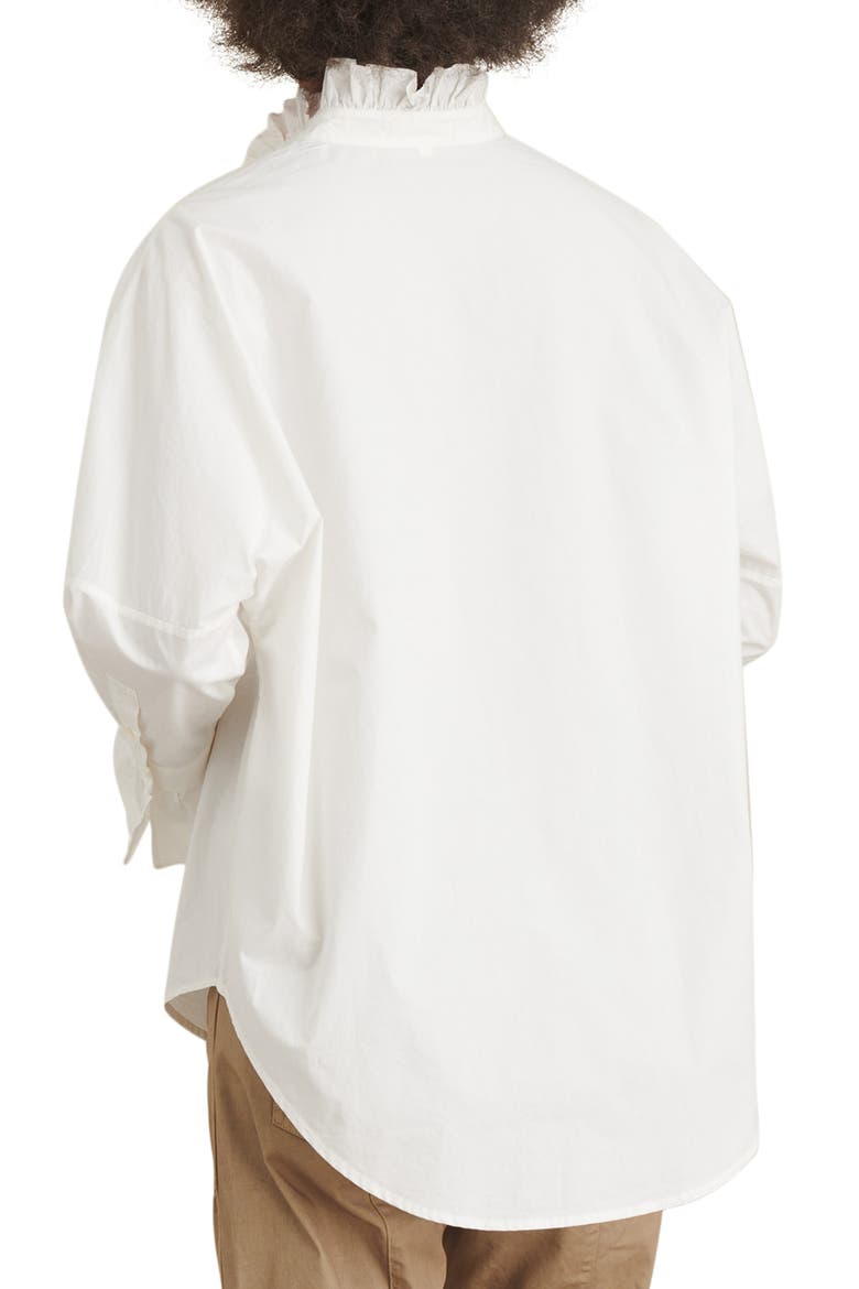 Ruffle Button-Up Shirt, Alternate, color, WHITE