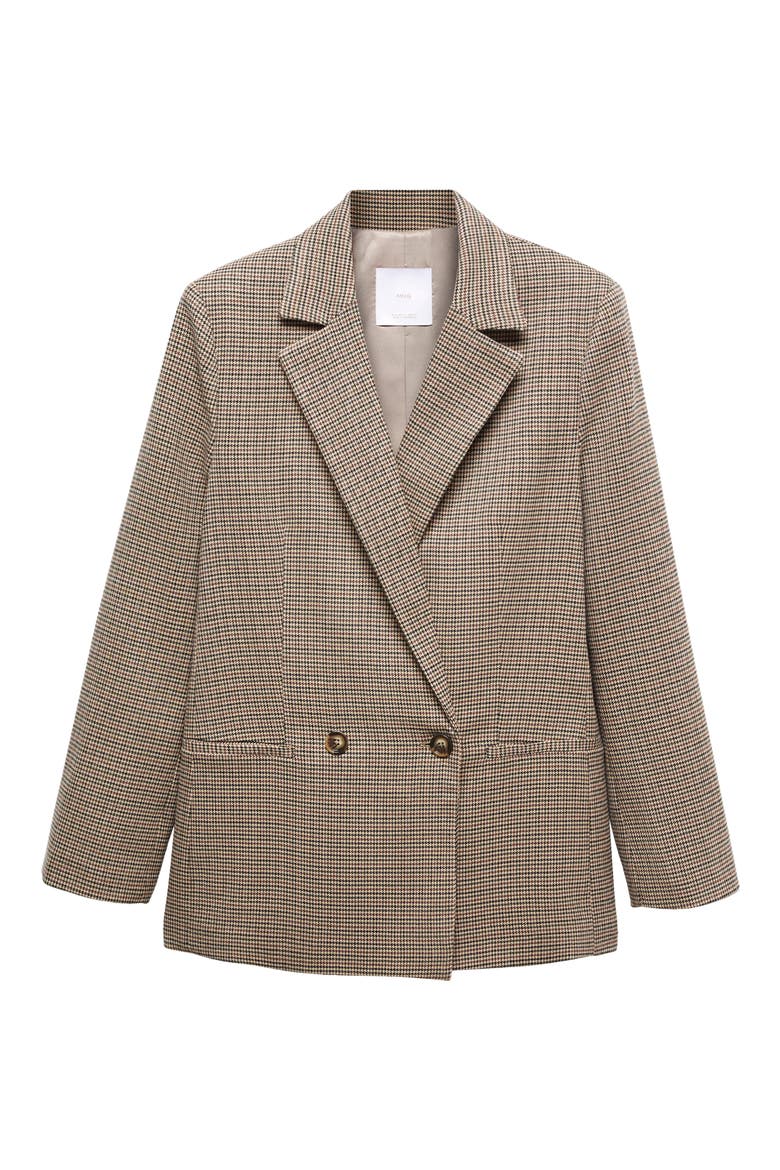Houndstooth Double Breasted Blazer, Alternate, color, BROWN