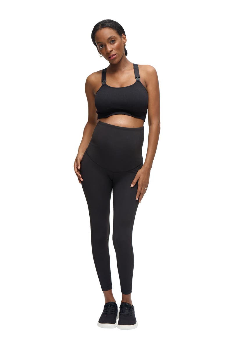 Ingrid & Isabel Seamless Nursing Maternity Sports Bra, Main, color, Black