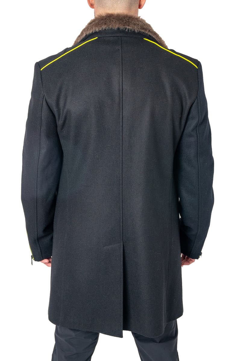 Maceoo Captainvolt Faux Fur Trim Wool Peacoat, Alternate, color,