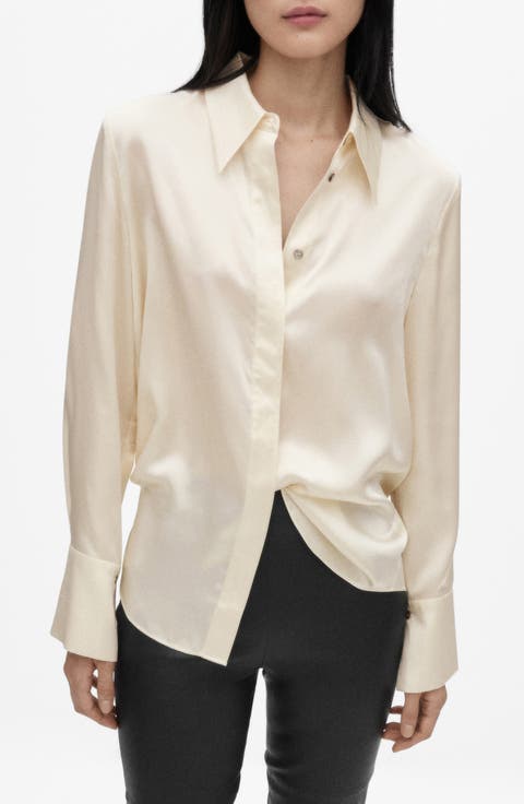 Silk Satin Button-Up Shirt