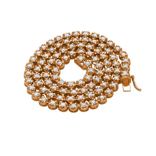 Luvmyjewelry Lmj 14k Rose Gold Diamond Tennis Chain In 14k Rose Gold