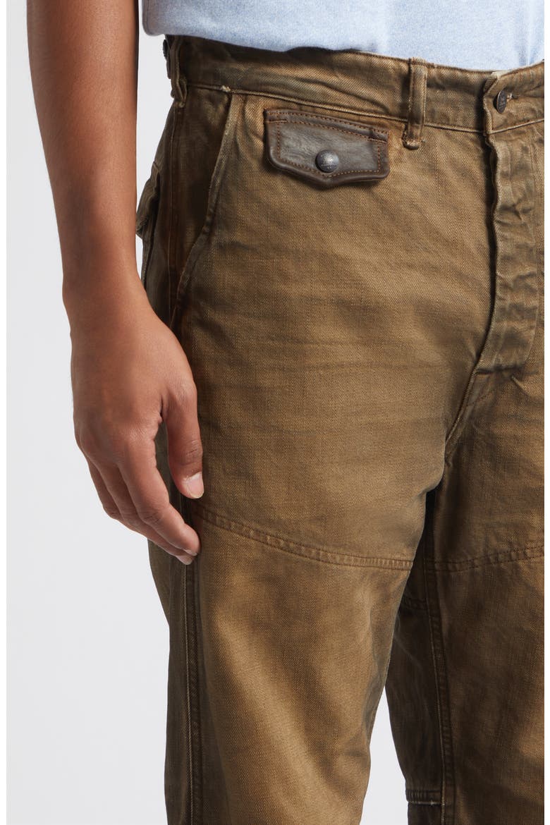 Kenton Distressed Double Knee Denim Work Pants, Alternate, color, DISTRESSED BROWN
