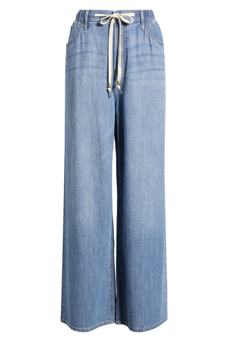 Drawstring Wide Leg Jeans, Alternate, color, MEDIUM INDIGO