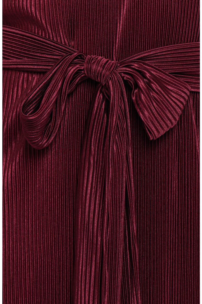 Joy Long Sleeve Plissé Minidress, Alternate, color, BURGUNDY