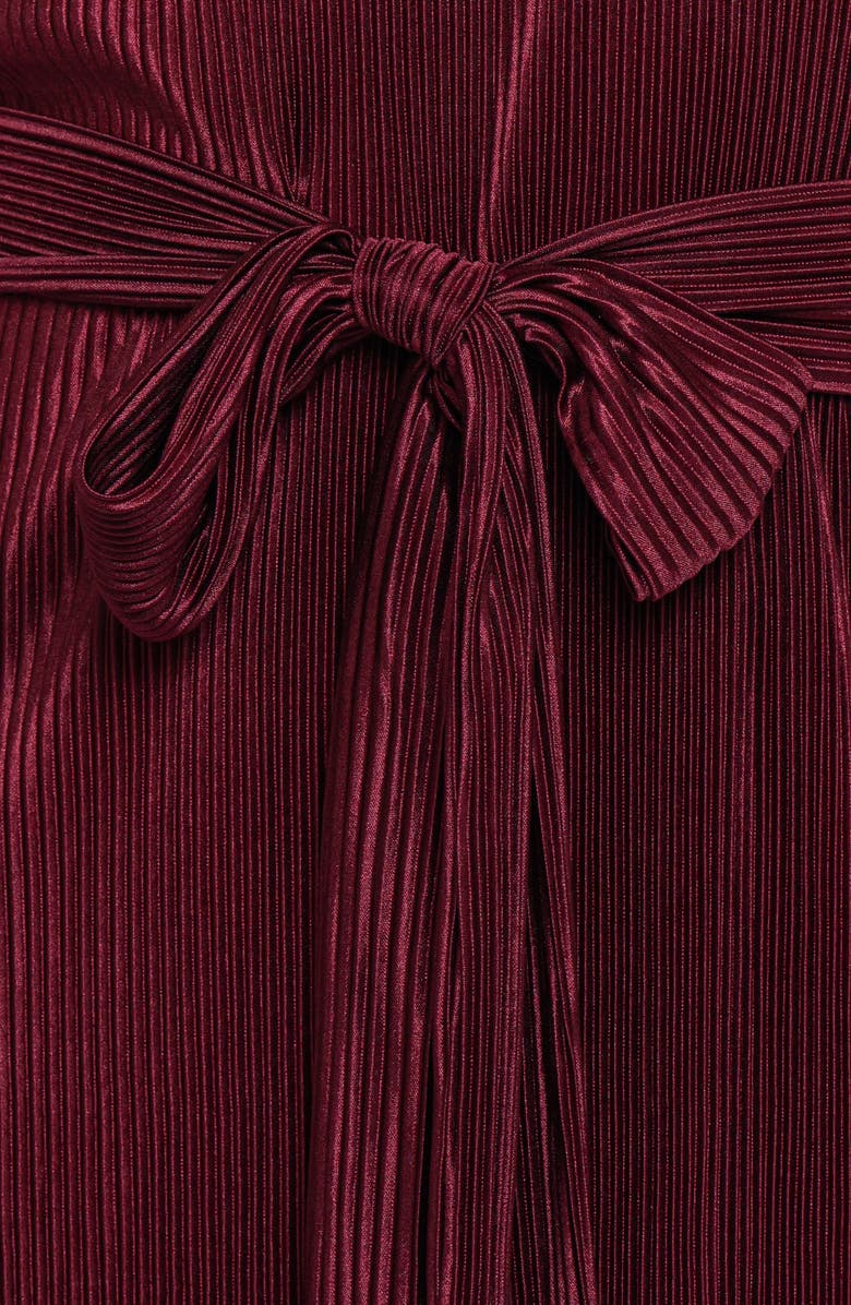 Petal & Pup Joy Long Sleeve Plissé Minidress, Alternate, color, Burgundy