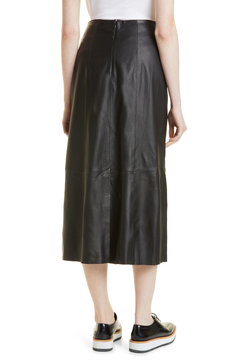 Wavy Buckle Leather Midi Skirt, Alternate, color, 001BLK-BLACK