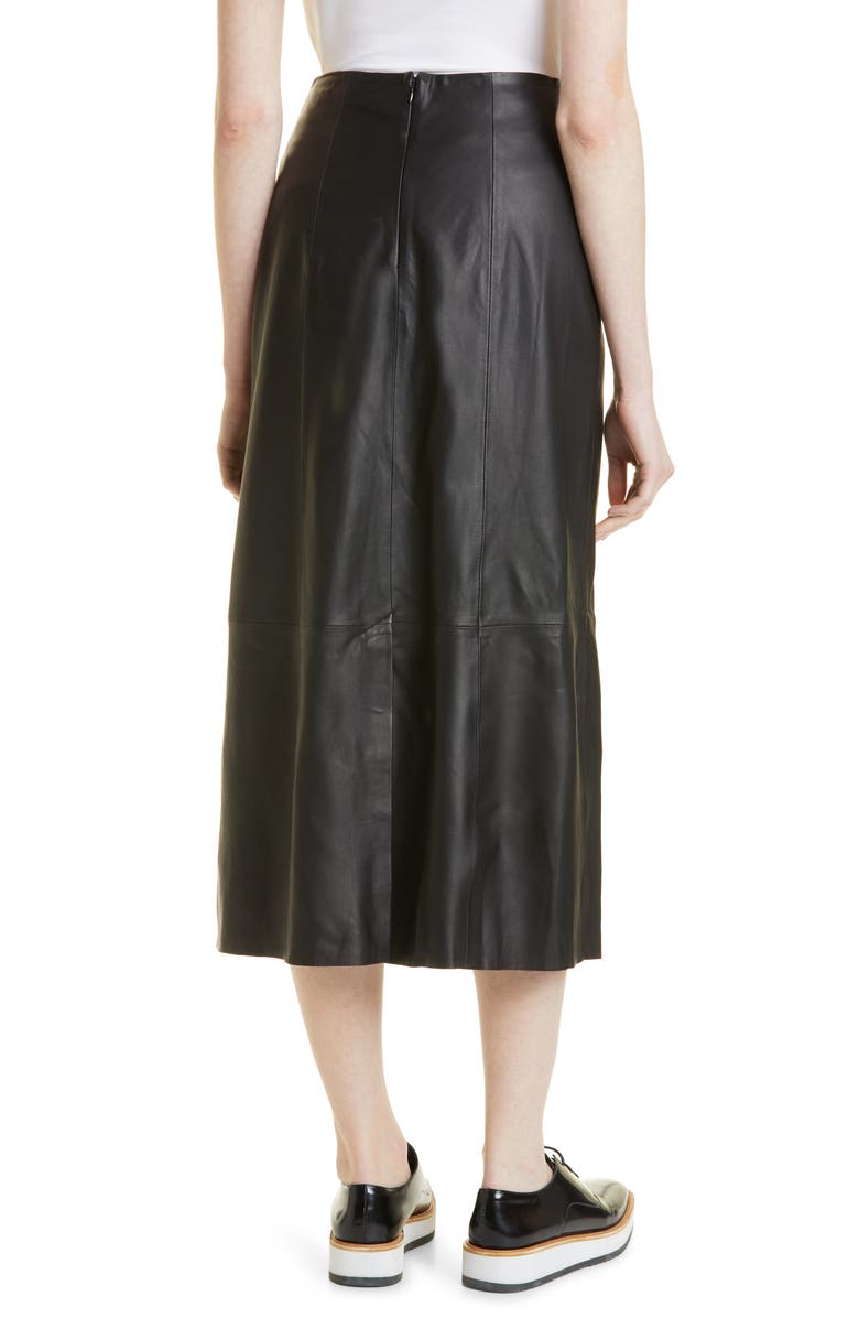 Vince Wavy Buckle Leather Midi Skirt, Alternate, color,