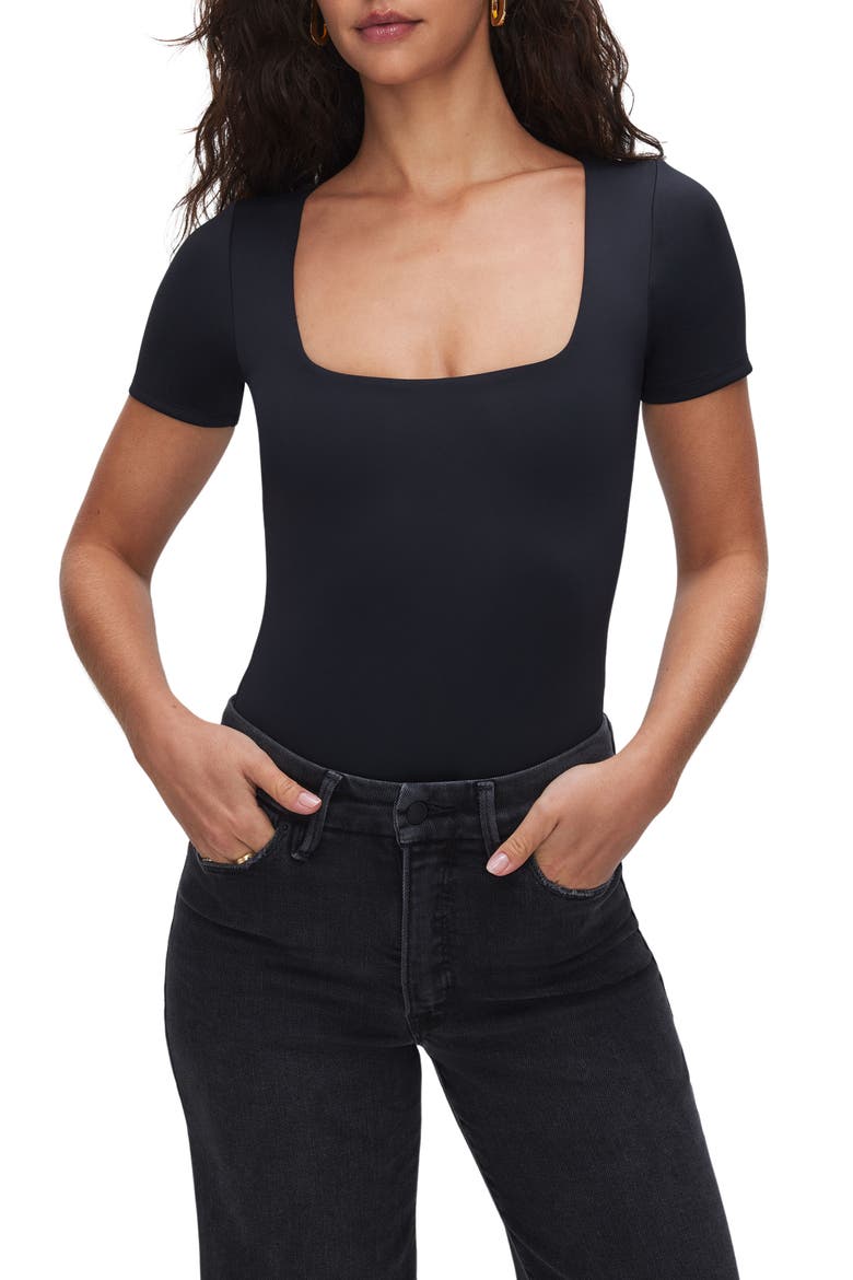 Modern Scuba Short Sleeve Bodysuit, Main, color, BLACK001