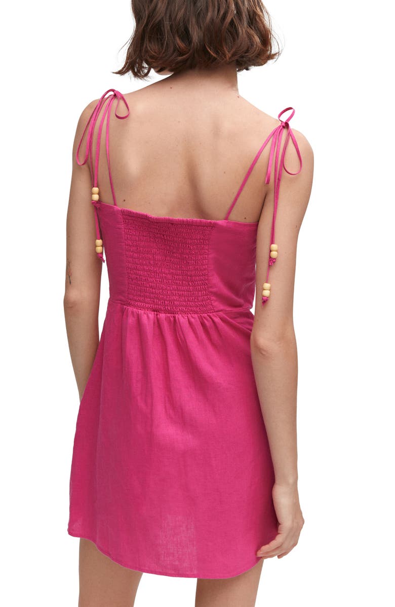 MANGO Bead Detail Linen Blend Minidress, Alternate, color, 