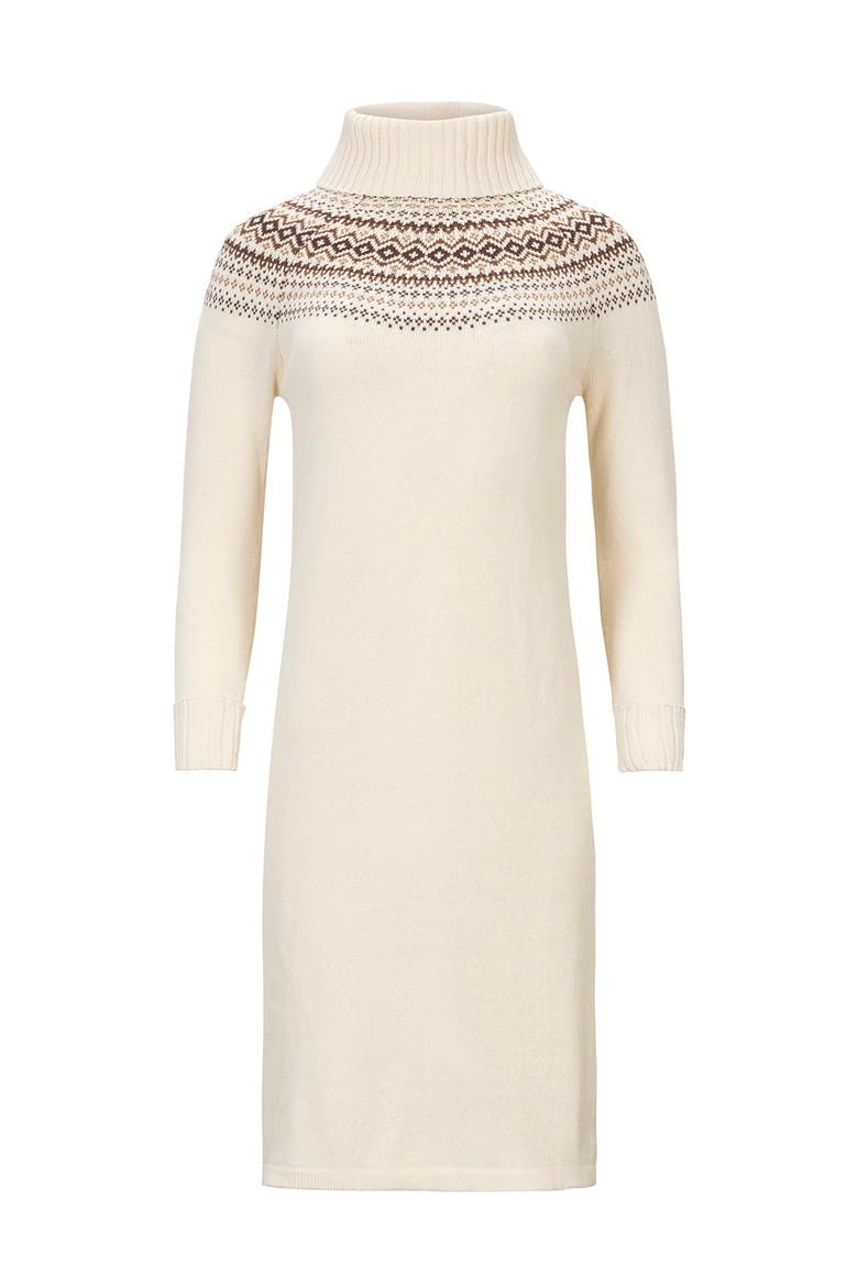 Organic Long Sleeve Turtleneck Intarsia Sweater Dress, Alternate, color, Ivory Fireside Fair Isle
