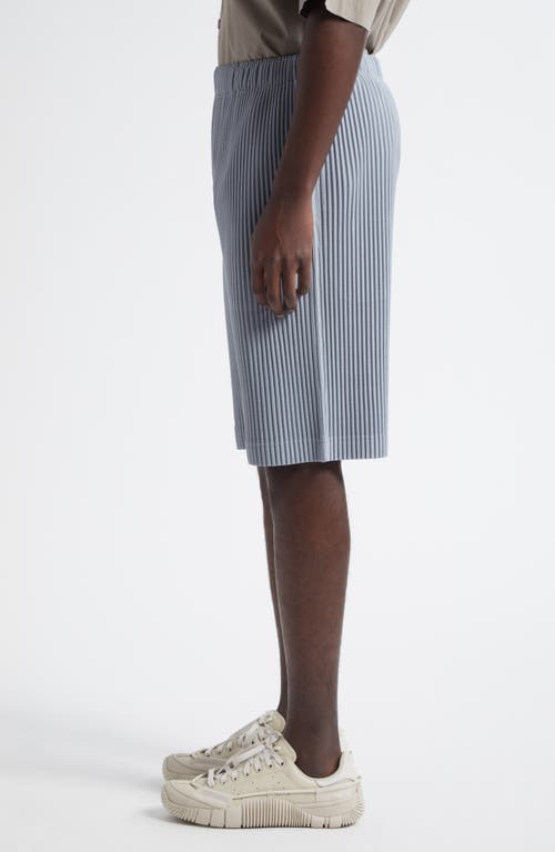 Issey Miyake Ns Gray Blue Pleats Regular-fit Knitted Shorts In Gray Blue