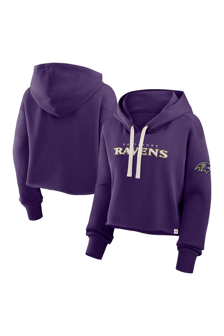 Women's Fanatics Purple Baltimore Ravens Oversized Hometown Heritage Cropped Hoodie, Main, color, Purple