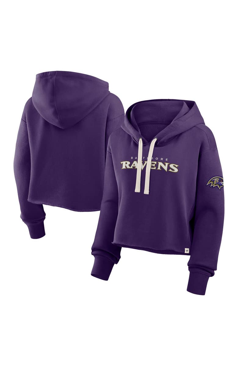 FANATICS Women's Fanatics Purple Baltimore Ravens Oversized Hometown Heritage Cropped Hoodie, Main, color, Purple