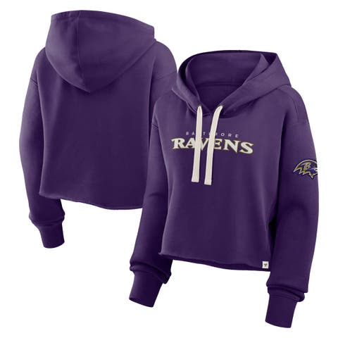 Women's Fanatics Purple Baltimore Ravens Oversized Hometown Heritage Cropped Hoodie