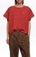 Bimba y Lola Striped Cropped T-shirt With Embroidered Logo
