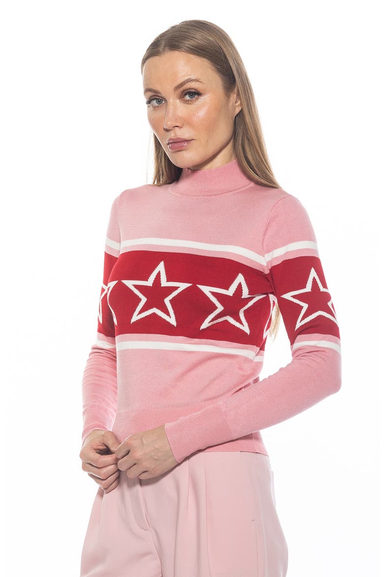 Lisa Star Mock Neck Sweater, Alternate, color, PINK MULTI