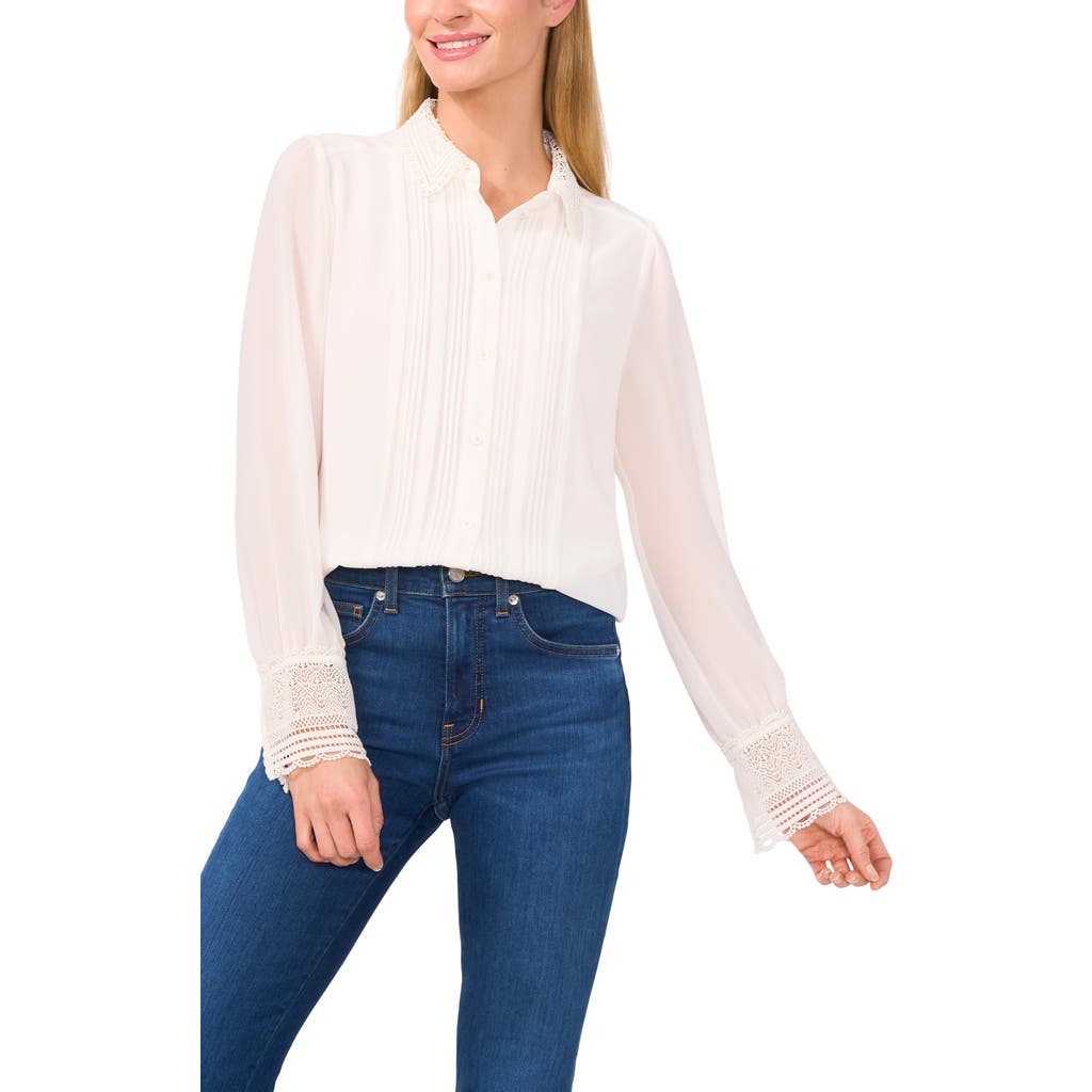 Cece Eyelet Embroidered Cotton Button-up Shirt