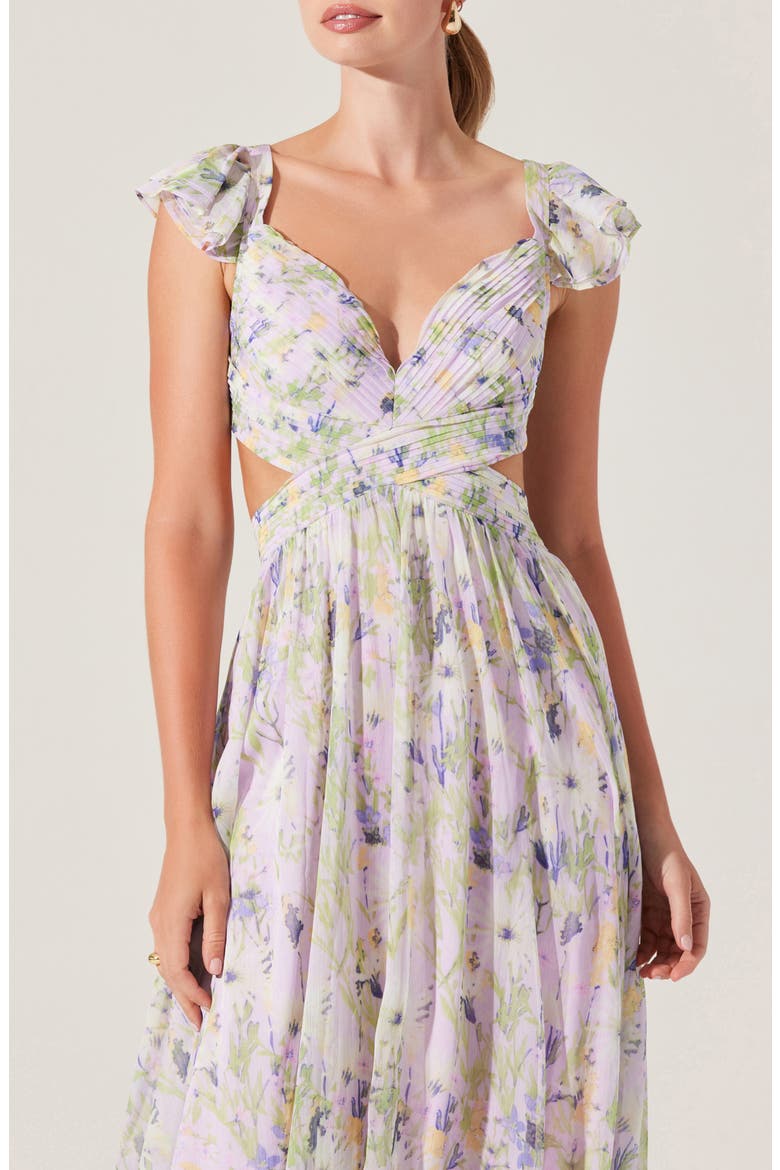 Primrose Cutout Detail Maxi Dress, Alternate, color, LAVENDER MULTI FLORAL