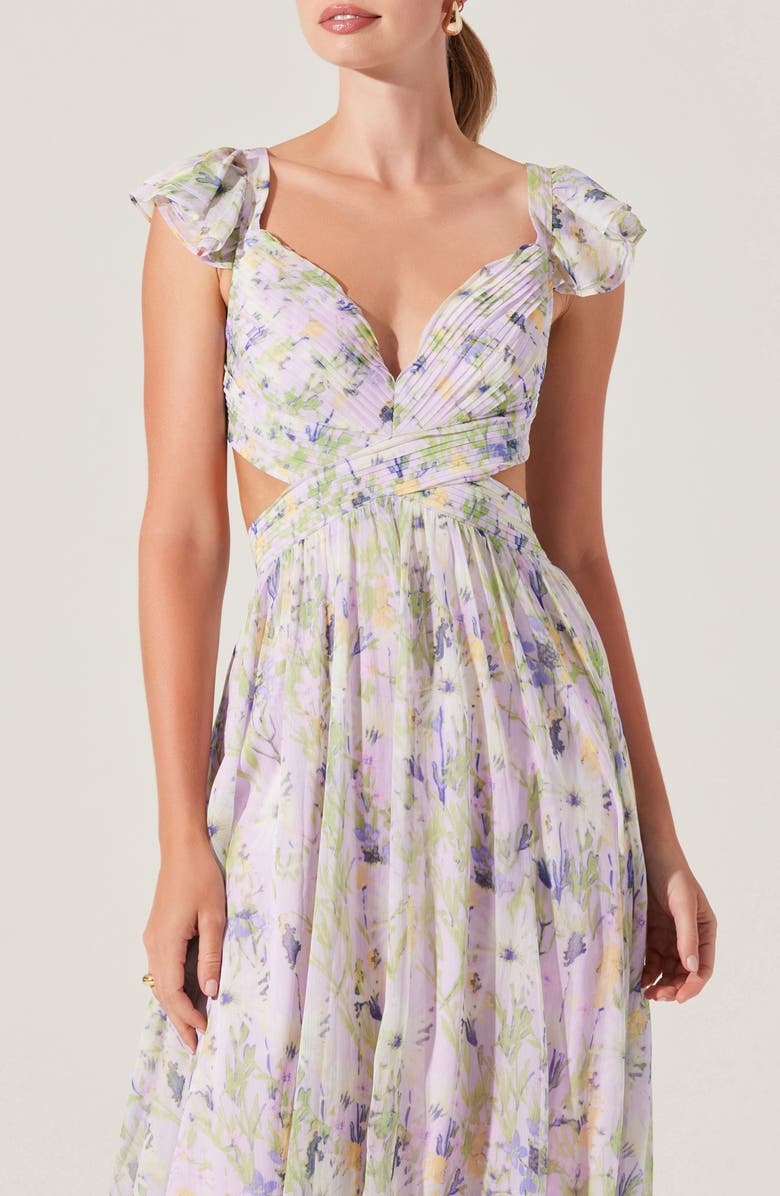 ASTR the Label Primrose Cutout Detail Maxi Dress, Alternate, color, Lavender Multi Floral