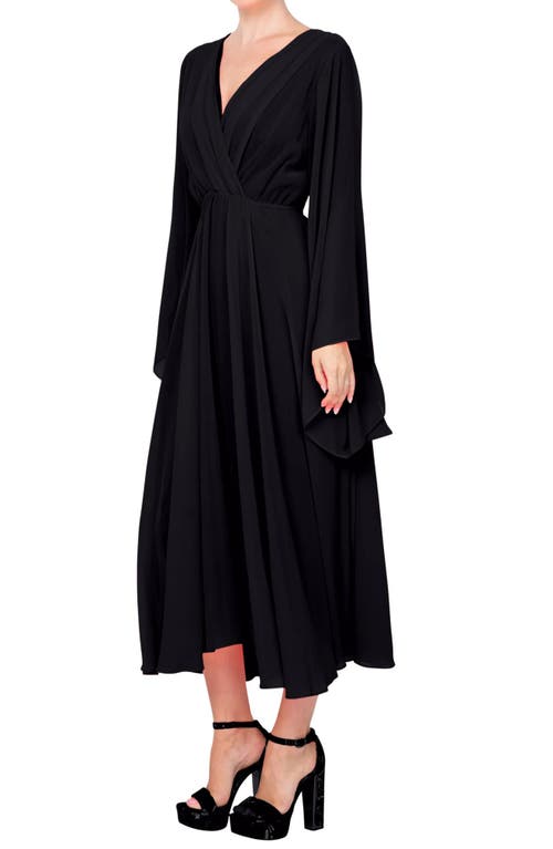 Meghan La Sunset Long Sleeve Midi Dress In Black