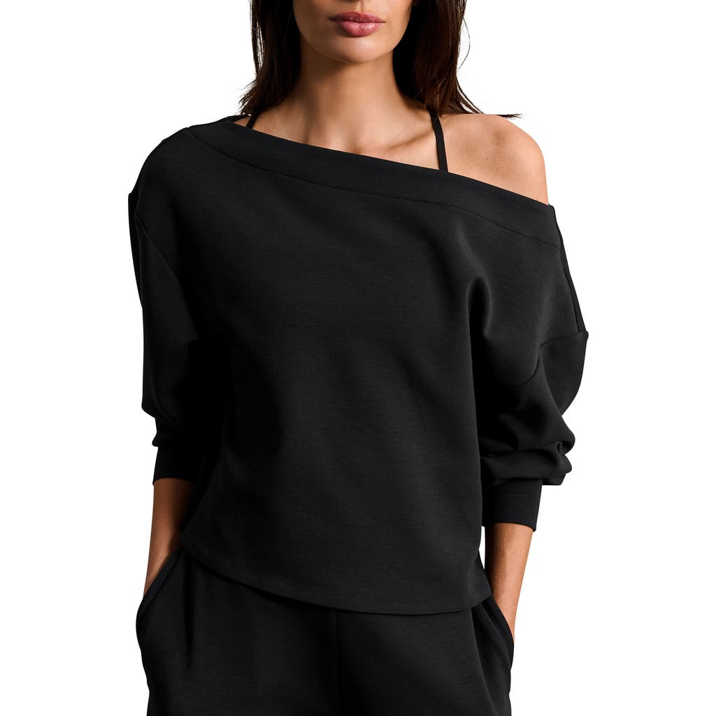 Rhone Dreamglow Bateau Sweatshirt In Pure Black Heather