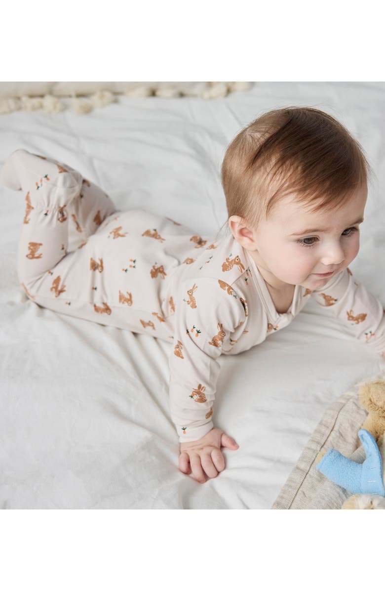 Petit Lem Fitted One-Piece Zip Pajamas, Alternate, color, Beige