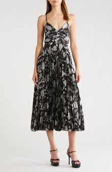 ASTR the Label Saoirse Floral Metallic Pleated Mini Dress