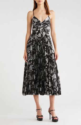 ASTR the Label Saoirse Floral Metallic Pleated Mini Dress