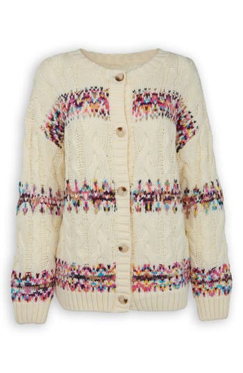 Saachi Striped Jacquard Cardigan In Neutral
