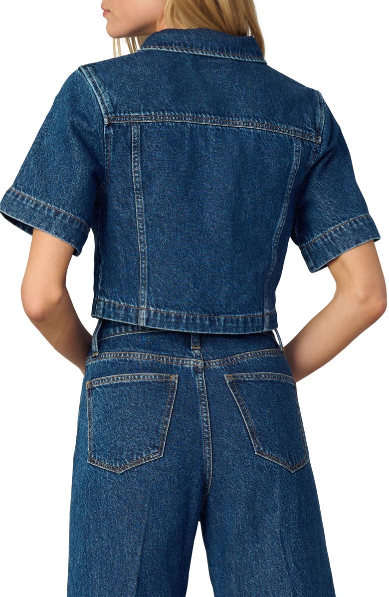 Joe's Jeans Short Sleeve Crop Denim Trucker Shirt, Alternate, color, Lively