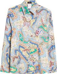 Etro Floral Paisley Stretch Poplin Button-Up Shirt