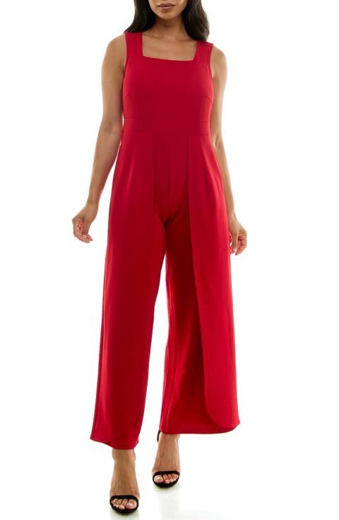 Square Neck Sleeveless Tulip Hem Jumpsuit